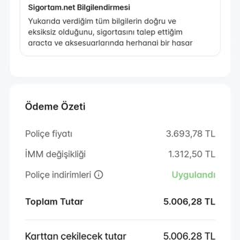 Sigortam.net Kasko Teklifi 4.900TL Poliçe Hatasını Düzeltim Ücreti 11.000 TL