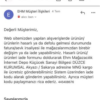 English Home Eksik Ürün Tarafıma Kargolanmıyor