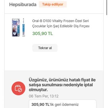 Hepsiburada Fiyat Değişikliği Nedeniyle Hukuksuz İptal