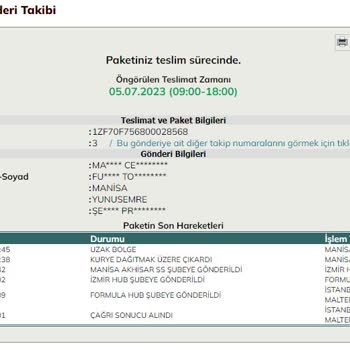 UPS Türkiye Ürünümü Getirmiyor 7 Gün Oldu