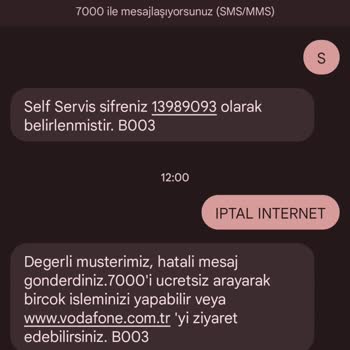 Vodafone İnternet Aşımı İptal Yazıyorum Ama Servisiniz Aktif Değildir Yazıyor