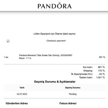 Www.pandoraturkeystore.com Yaptığım Alışverişim Gelmedi