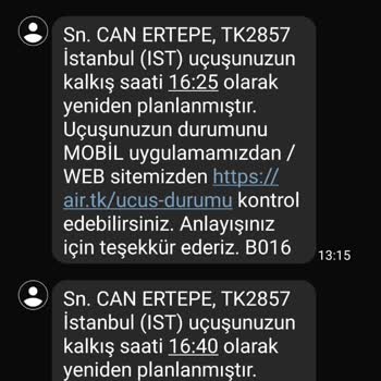 THY Ertelenen Uçak Bileti