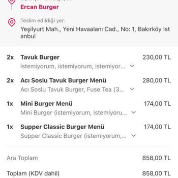 Yemeksepeti Fazla Tahsil Edilen Tutarın İade Talebi
