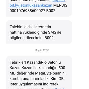 Kazandırio 500 MB İnternetim Hattıma Yüklenmedi