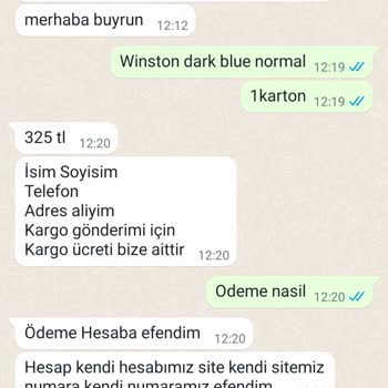 Mezesigara.com Winston Dark Blue 1 Karton Siparişiyle İlgili Sorun