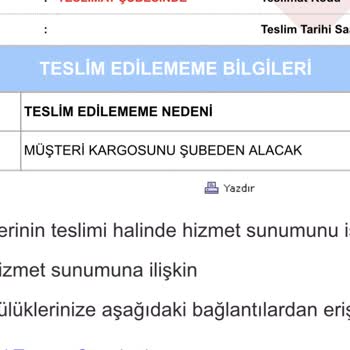 Aras Kargo Şubeden Almamı Söylüyor