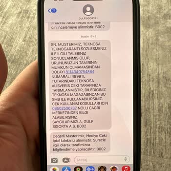 Teknosa Ve Gulf Sigorta Kaskolu Ürününde Arıza Tespit Etmesine Rağmen