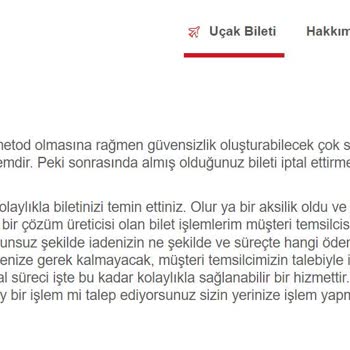 Sarissa Turizm - 0 850 242 08 47 İle Alınan Uçak Bileti