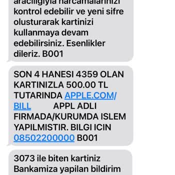 Apple.com/bill Kredi Kartımda Habersiz Para Çekilmesi