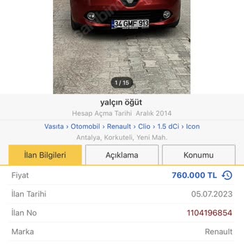arabam.com Başkasının Aracını Satma