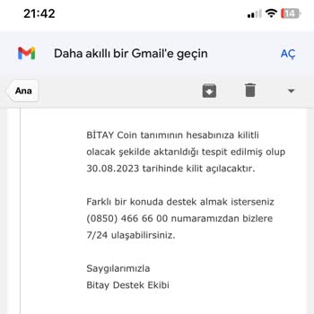 Bitay Kazandığım Coini Kitli Tutuyor