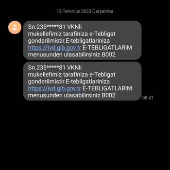 Gelir İdaresi Başkanlığı E Tebligat Mesaj