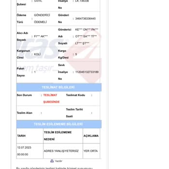 Aras Kargo Adrese Teslim Etmiyor