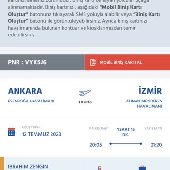 Anadolu Jet THY Online Check-in Biniş Kartımı Bana Göndermedi.