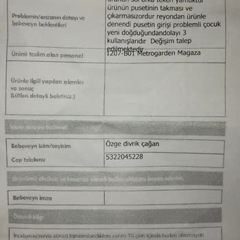 Kanz Bebek Arabası ve Gereçleri Kanz D-GO Arızalı Bebek Arabası Servis Sorumsuzluğu