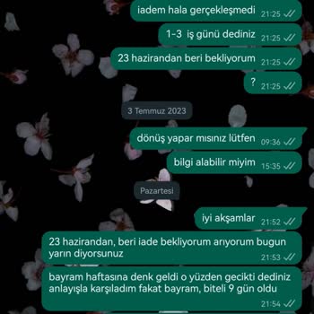 Arden Kids Takım Siparişiyle İlgili İade Süreciyle İlgili Sorun Yaşadım