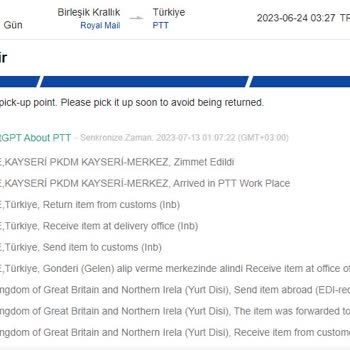 PTT Kargo Yurt Dışından Gelen Paketimi PTT Kaybetti.