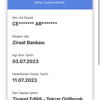 AGT Kurye Günlerdir Gelmeyen Kartım