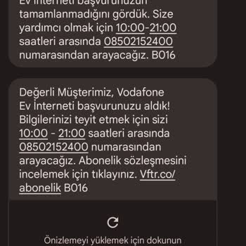 Vodafone Evde İnternet Başvurusuyla İlgili Sorunlar