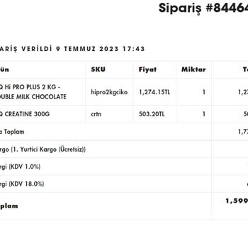 HIQ Nutrition Ödeme Alındı 4 Gündür Ürün Yok