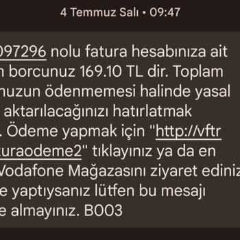 Vodafone Kapatılan Hatta Fatura Çıkartıyor