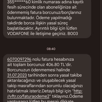 Vodafone Kapatılan Hatta Fatura Çıkartıyor
