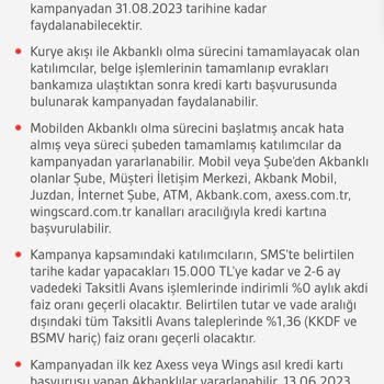 Akbank 0 Faiz 15 Bin Tl Tanımlanmadı