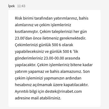 Rinabet Riskli Diyerek Ödeme Yapmıyor