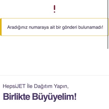hepsiJET Aradığınız Numaraya Ait Gönderi Bulunamamaktadır