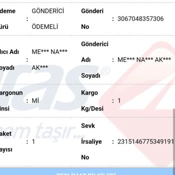 Aras Kargo'ya Verilen Ürünüm Kayboldu