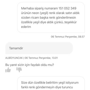 Hepsiburada Belirttiğim Halde Yanlış Ürün Gönderimi