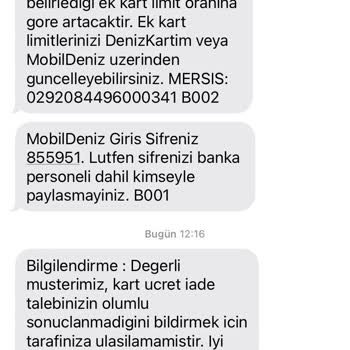 Denizbank Kredi 1 Yıl Bile Olmadan Yıllık Ücret Yansıtması