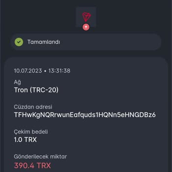 Bitexen 390.4 Trx Gönderdim
