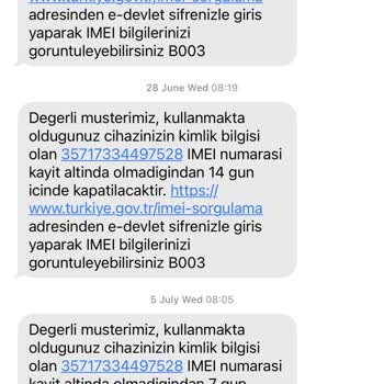 BTK (Bilgi Teknolojileri ve İletişim Kurumu) IMEI Kaydı Eşleşmiyor
