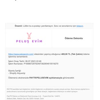 Peluş Evim Siparişin Gelmemesi ve İletişim Numarası Olmaması