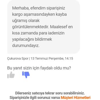 Çukurova Spor (Trendyol) Çukurova Spor Mağazası'ndan Aldığım Ürün Neden İptal Edildi?