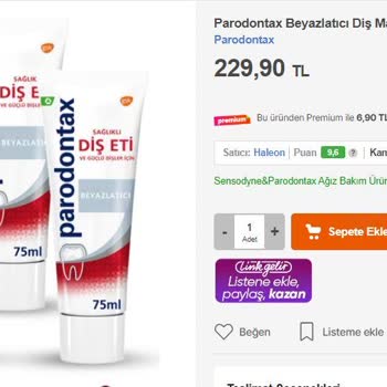 Hepsiburada Haleon Satıcısından Aldığım Parodontax Diş Macunu Yanıltıcı Reklam İçeriyor!