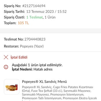 Trendyol Yemek Teslim Edilmeyen Sipariş