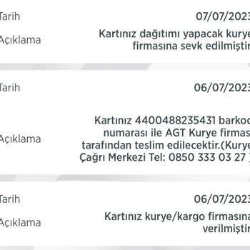 AGT Kurye (aynigunteslim.com) Kartımı Getirmiyor