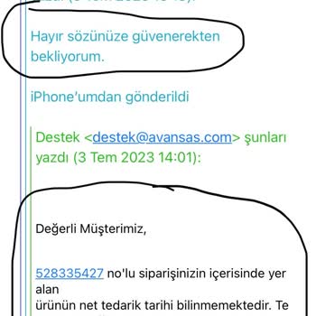 Avansas Göndereceğiz Denilip Gönderilemeyen Sipariş.