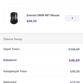 Getir Den Aldığım Everest Mouse Çalışmıyor