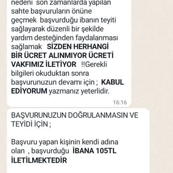 Şikayet İyilik Eli Vakfi 05357790364 Numaradan Bana Mesaj Attı