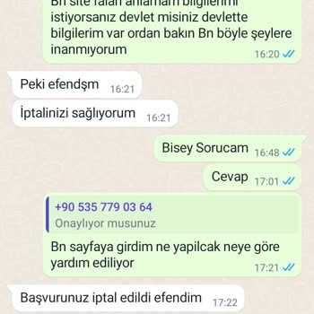 Şikayet İyilik Eli Vakfi 05357790364 Numaradan Bana Mesaj Attı