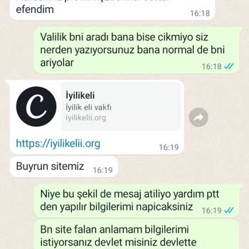 Şikayet İyilik Eli Vakfi 05357790364 Numaradan Bana Mesaj Attı