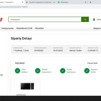 Media Markt İnternet Sitesinden Aldığım Ürüne Ulaşılamıyor