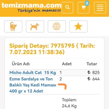 Temiz Mama Eksik Gelen Mamalar Gönderilemiyormuş.