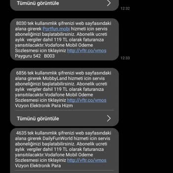 Vodafone Mobil Ödeme Usulsüz Ve İzinsiz Ücretlendirme