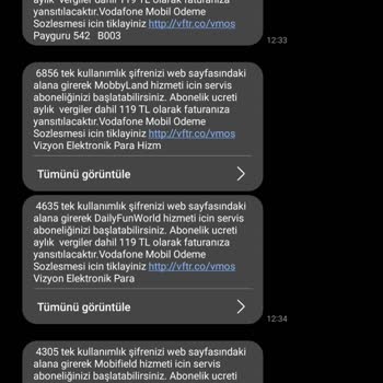 Vodafone Mobil Ödeme Usulsüz Ve İzinsiz Ücretlendirme