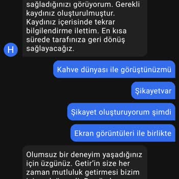 Getir Yemek Sipariş Gelmedi.